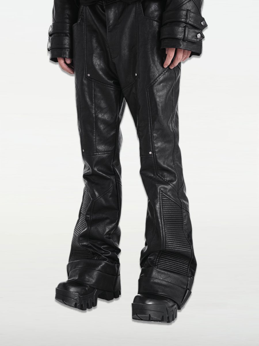 Cracked Leather Textured Pants