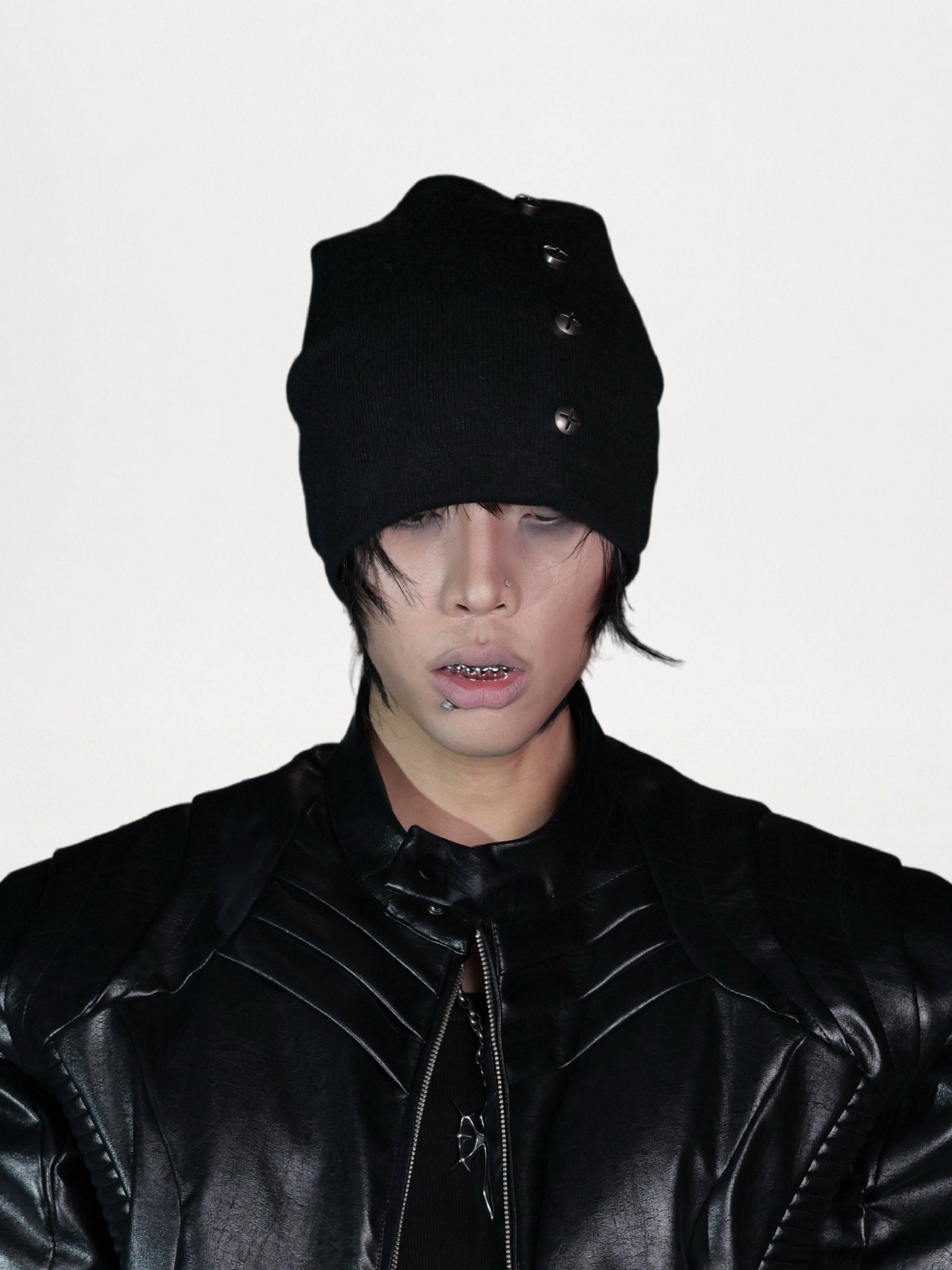 Cross-Stud Knitted Beanie