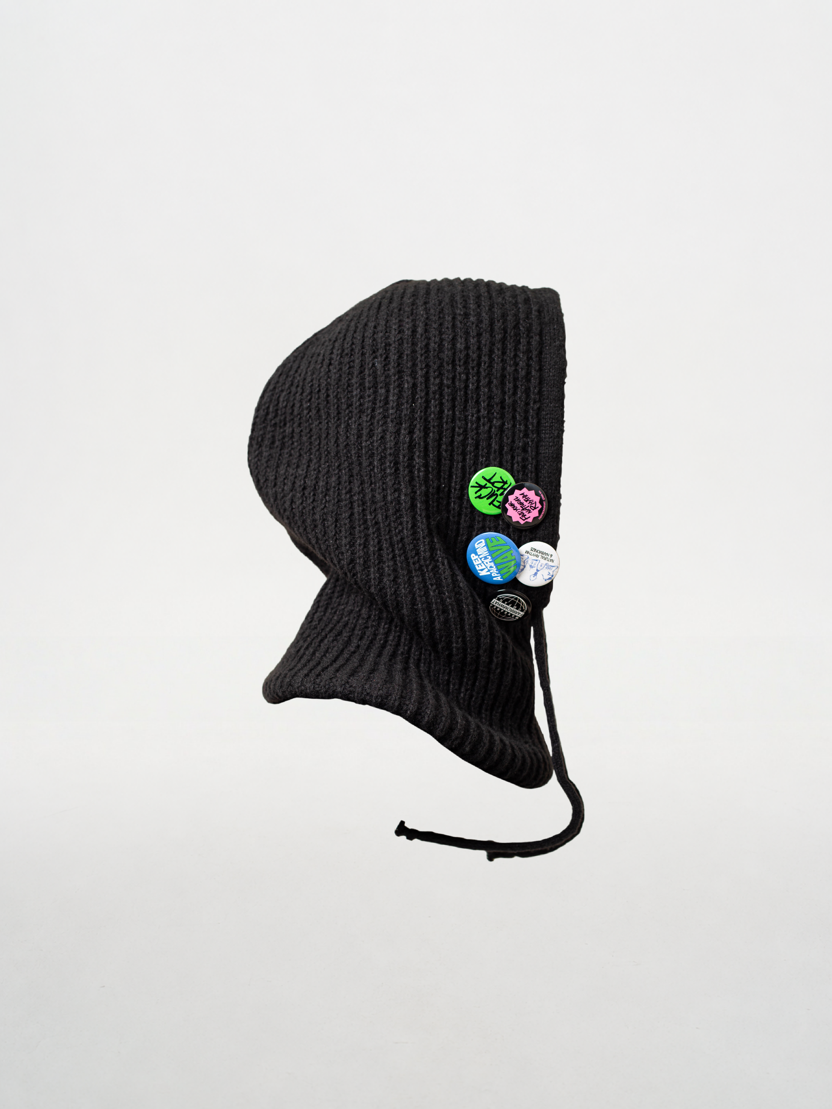 "Fararchive" Knit Drawstring Hood