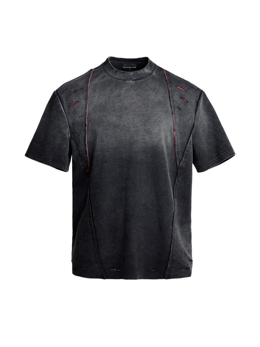 [Sold Out] “Scar” Washed Distressed Patchwork T-Shirt