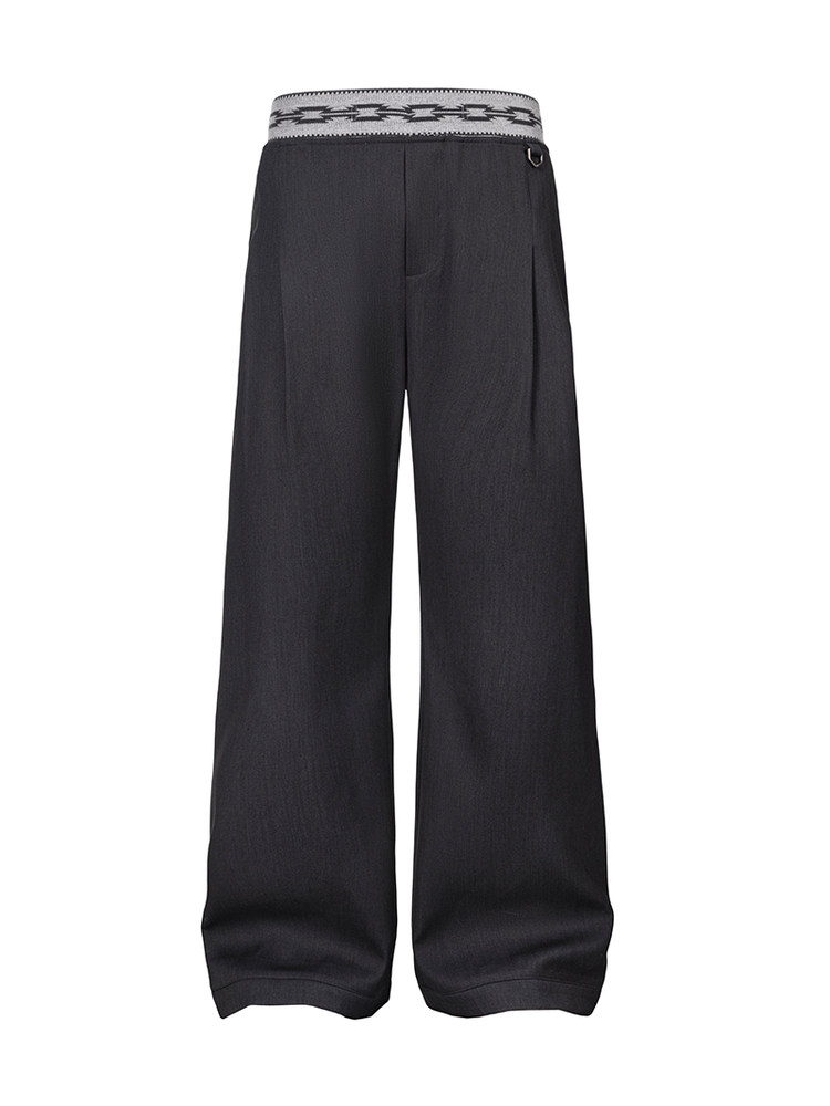 Diamond-Knit Rib Double-Pleat Trousers