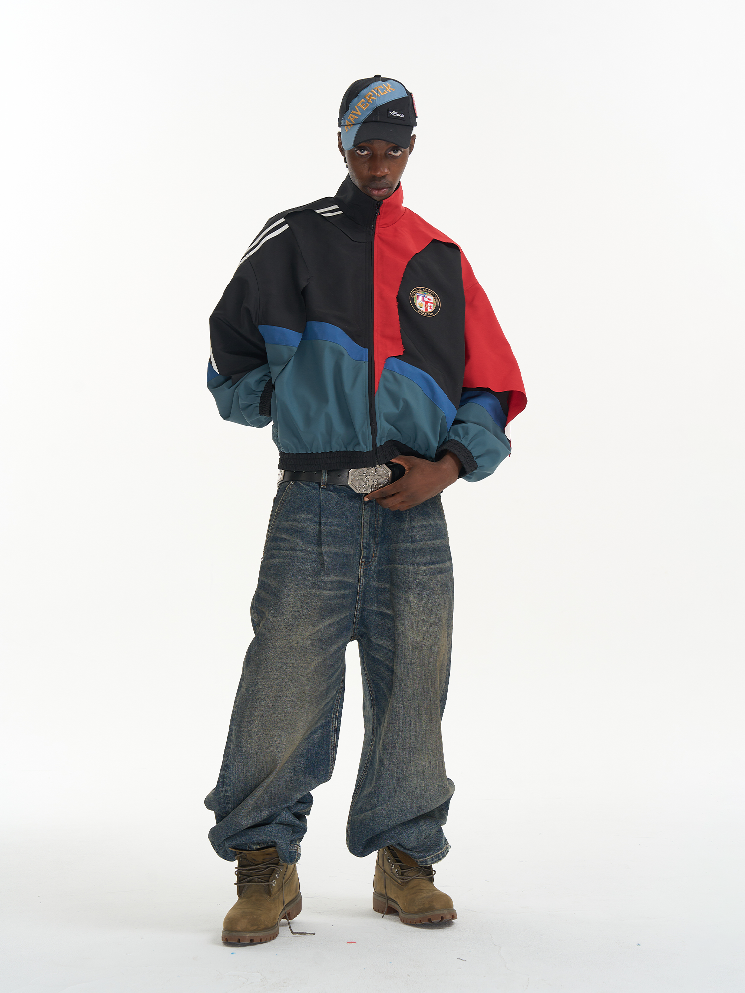 Raw-Edge Cut and Paneled Sport Jacket