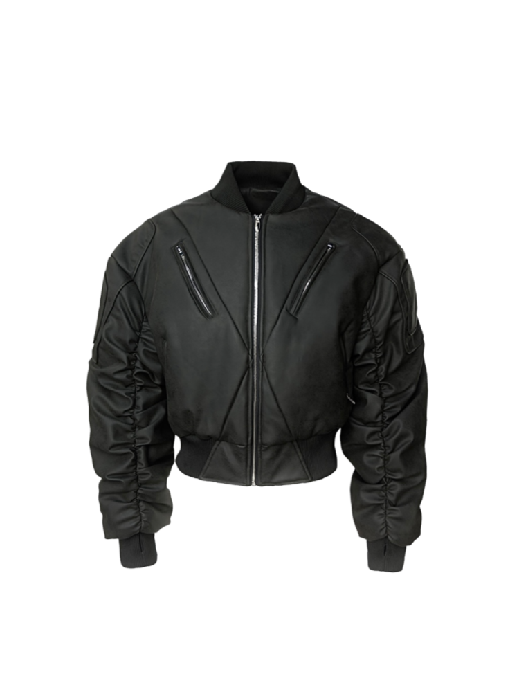 [Sold Out] Shoulder Armor “Stone Texture” Matte Bomber Jacket