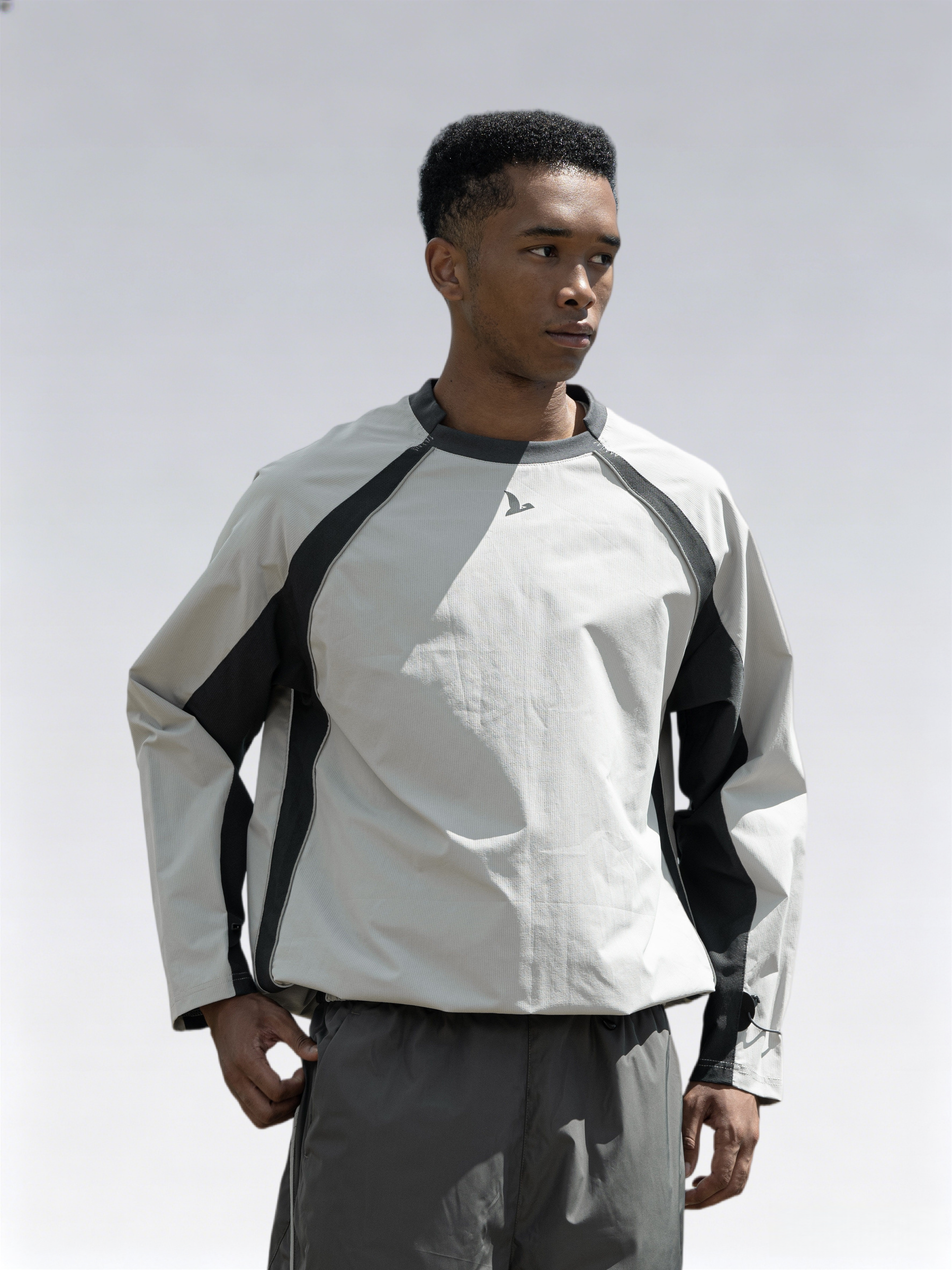 Waffle-Knit Reflective Panel Long Sleeve