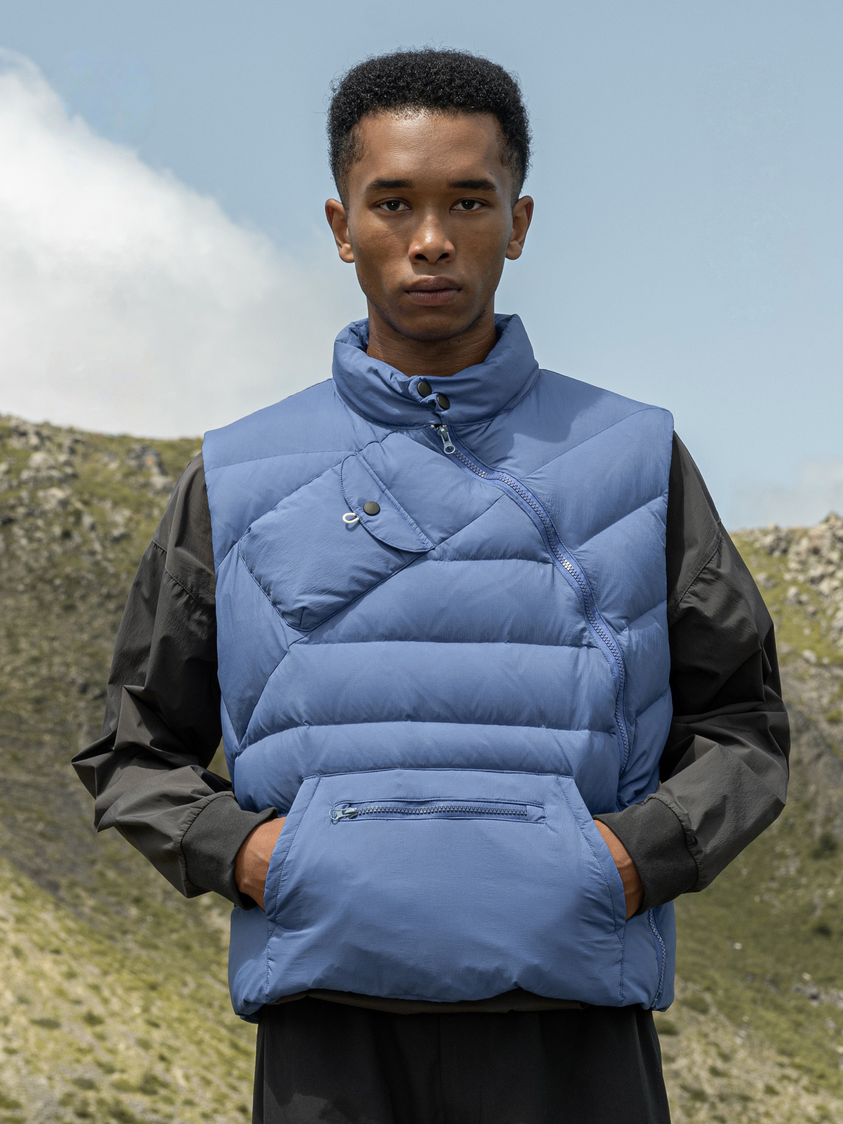 High-Loft White Duck Down Lightweight Asymmetric Vest