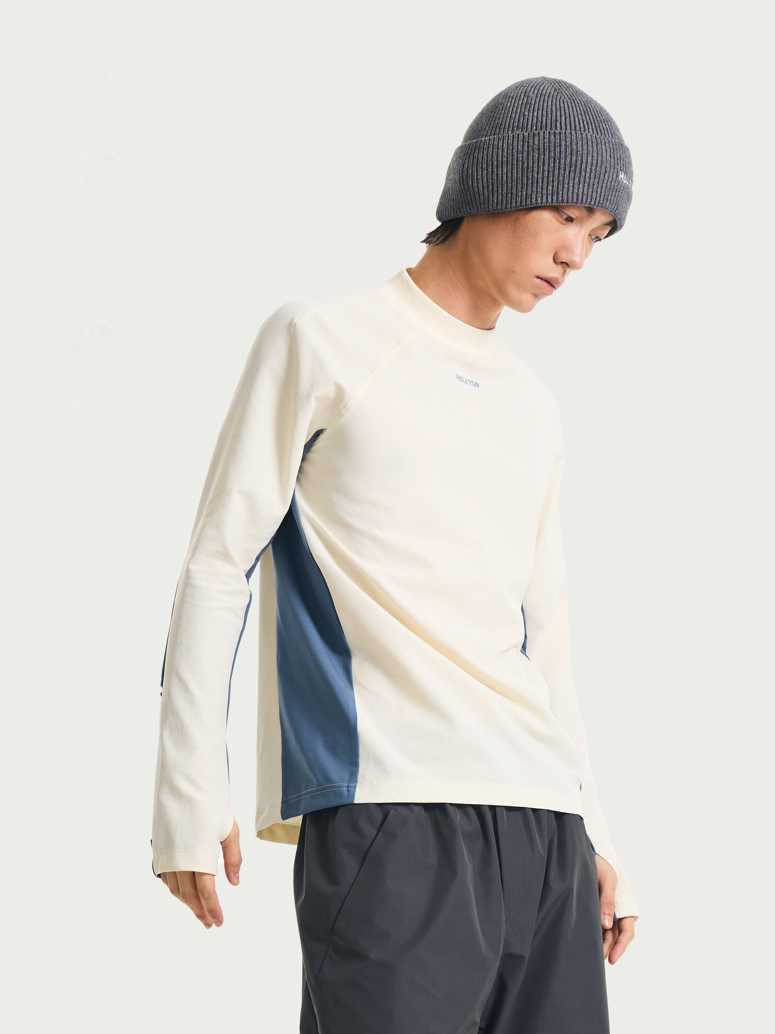 Stretch Waffle-Knit Sport Long Sleeve
