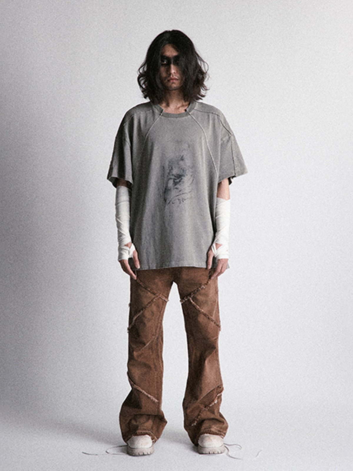 Structured Flare Washed Jeans