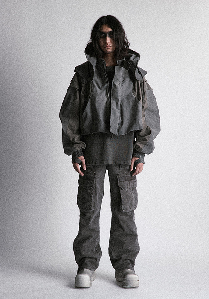 Structured Washed Cropped Jacket