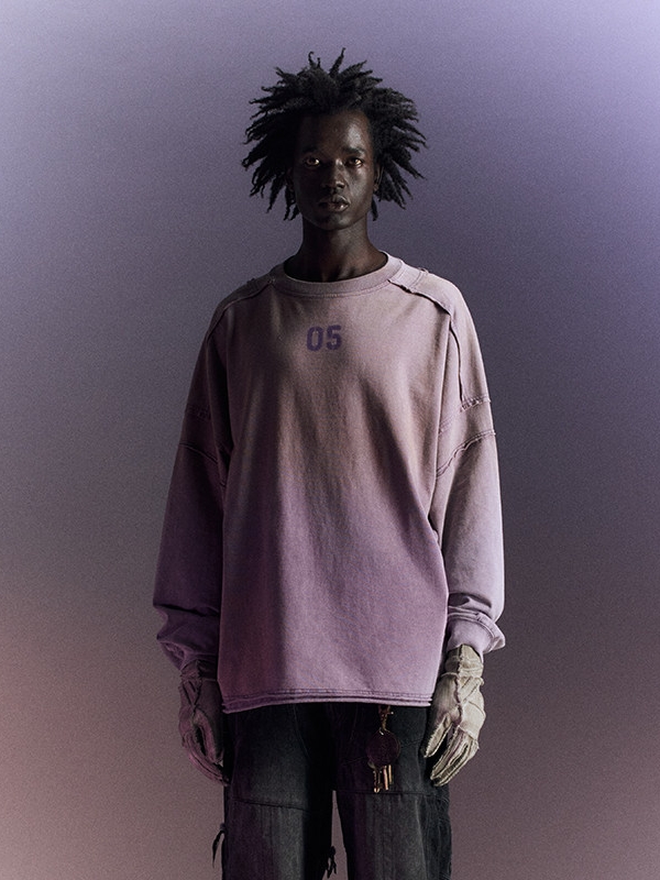 "05" Garment-Washed & Aged Long Sleeve T-Shirt