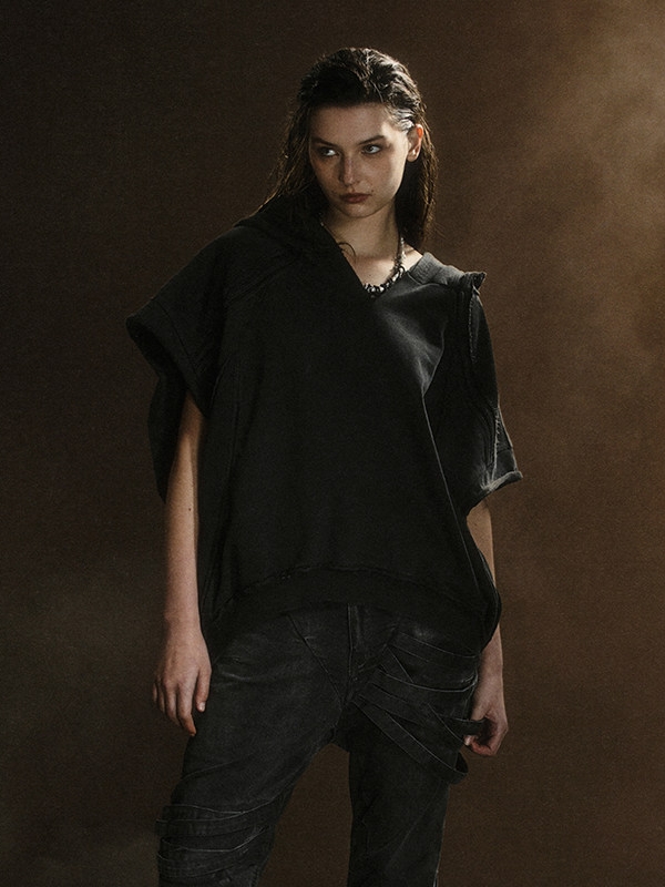 Structural Sleeveless Hoodie Vest