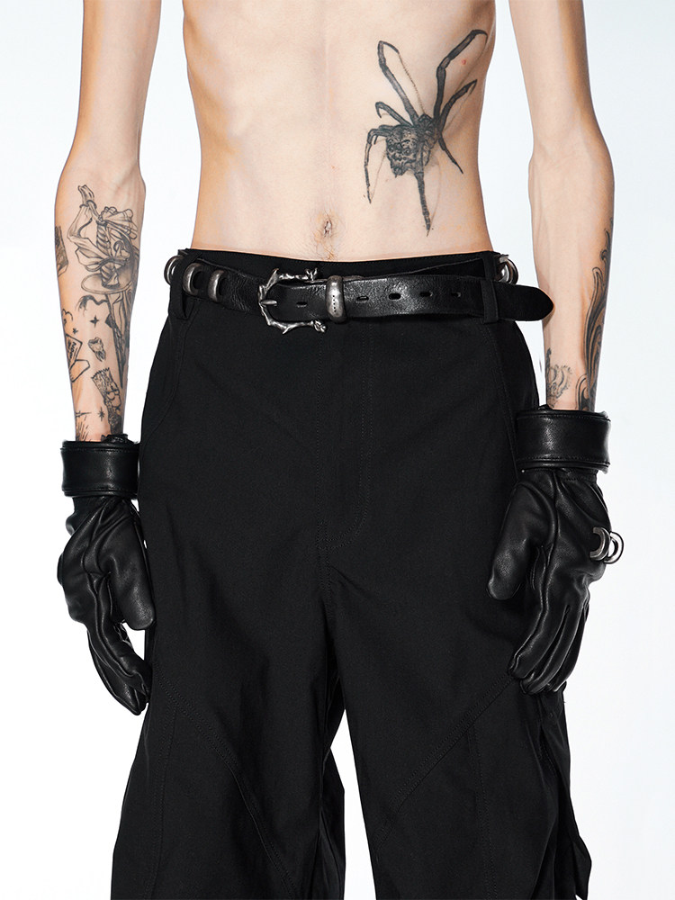 MAD PRO Silver-Inlaid Handmade Leather Belt