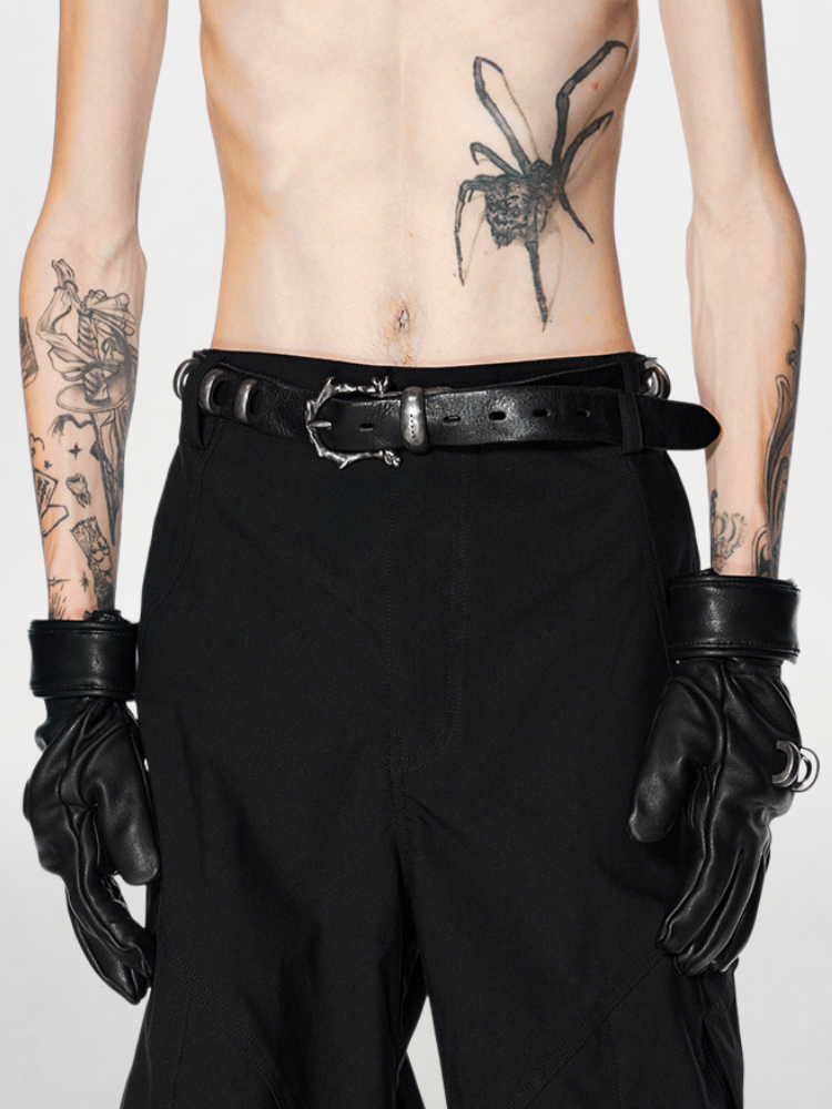 MAD PRO Silver-Inlaid Handmade Leather Belt