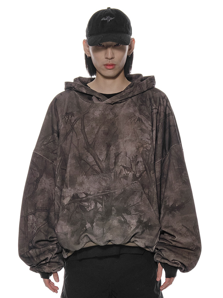 FORESTCAMO Faded Camo Print Hoodie