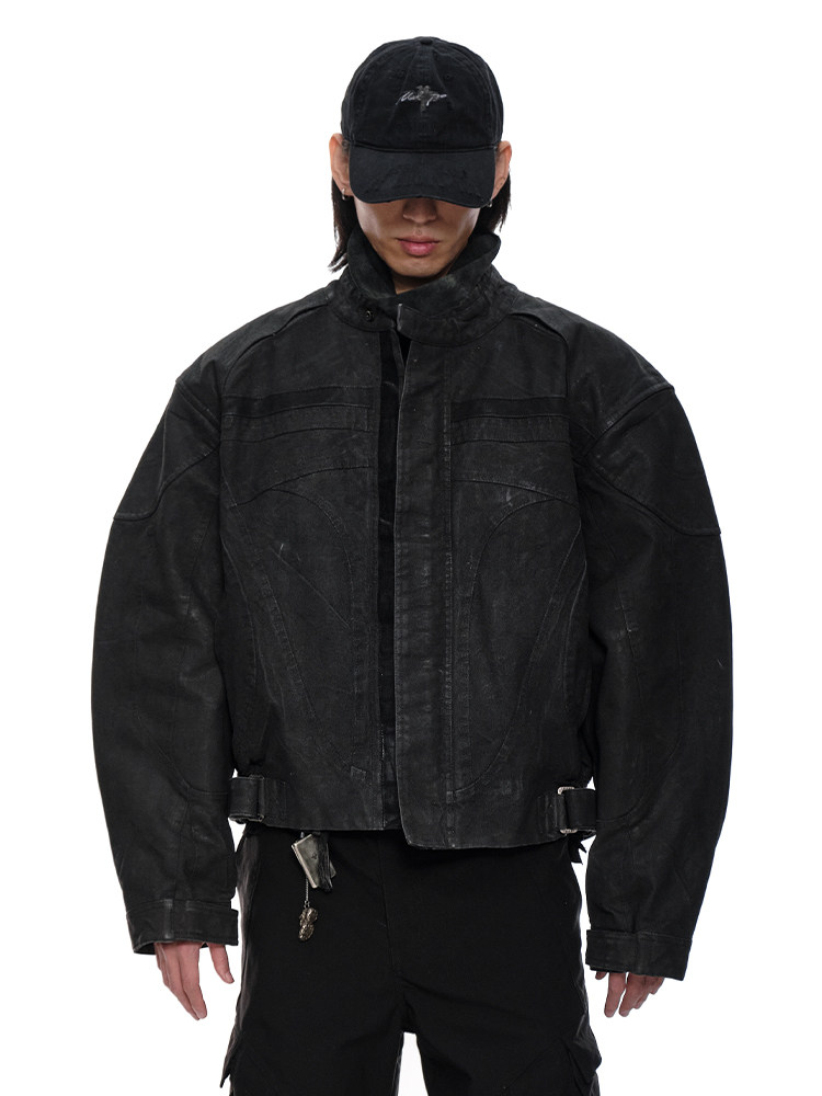 TWIN-ENGINE Waxed Motorcycle Jacket