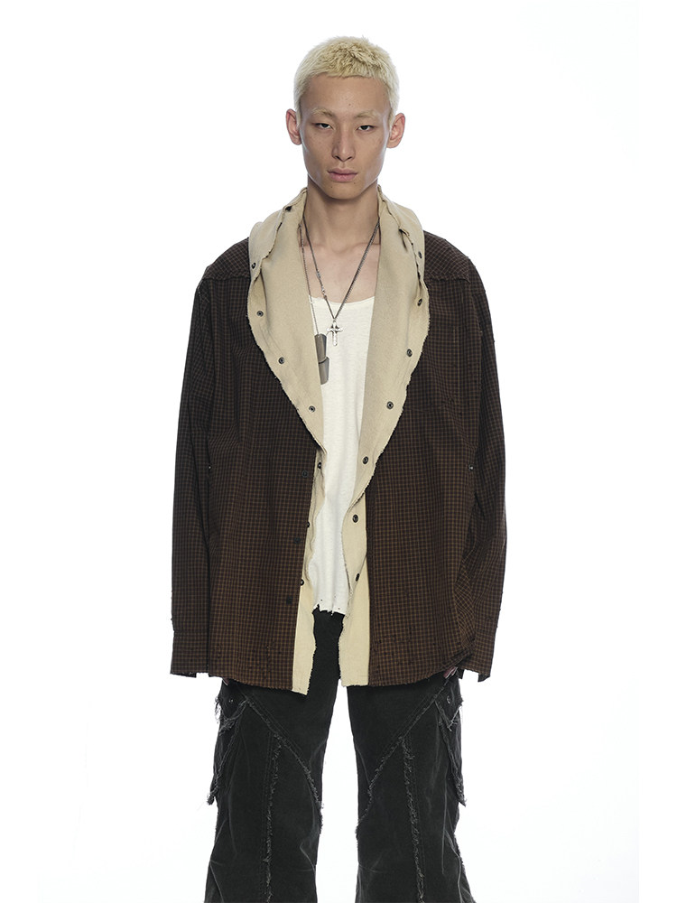 NOMAD Gradient Distressed Plaid Shirt