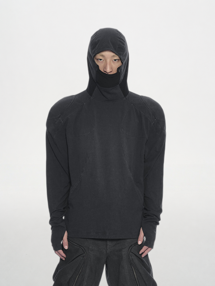 Last Size - NIGHTCRAWLER Shoulder-Padded Pullover Hoodie