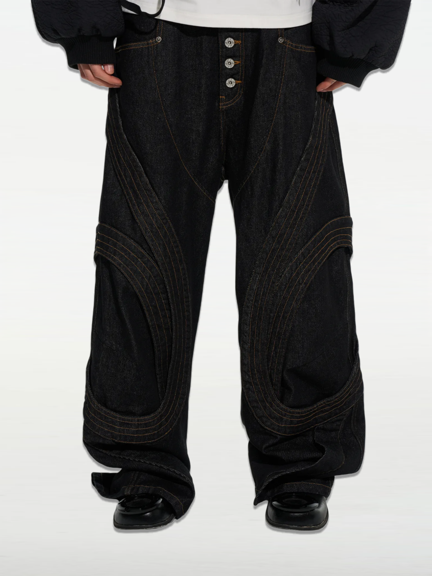Spiral Stitch Raw Denim Jeans