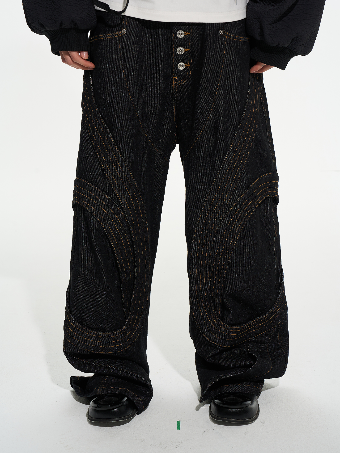 Spiral Stitch Raw Denim Jeans