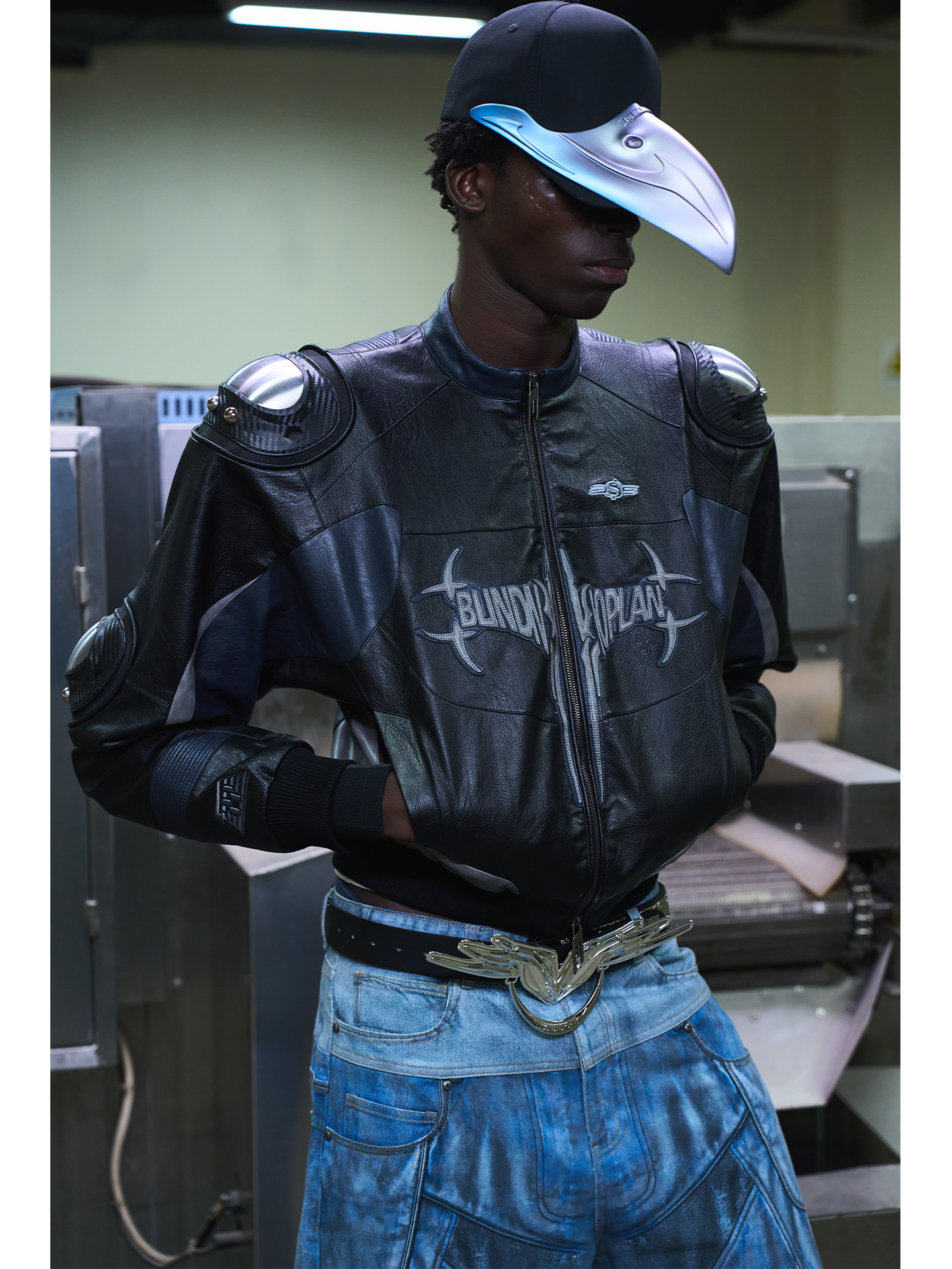 Color-Block Armor Motorcycle Jacket