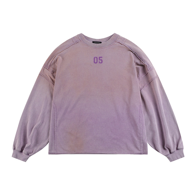 "05" Garment-Washed & Aged Long Sleeve T-Shirt