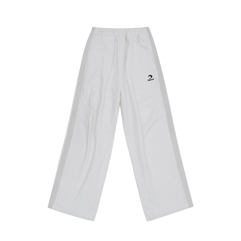 Side-Stripe Embroidered Wide-Leg Sweatpants