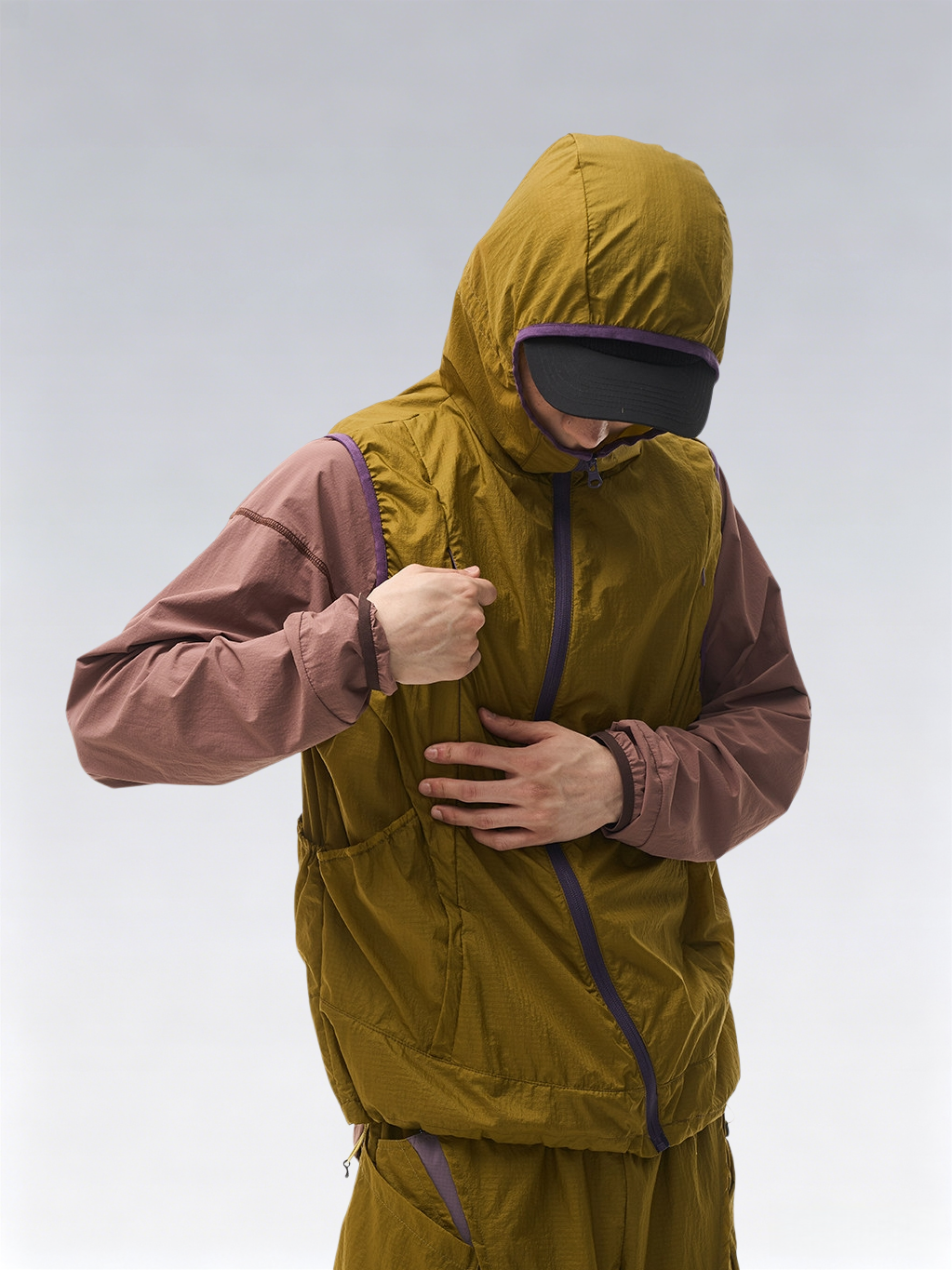 Ripstop Asymmetric Placket Sun-Protective Hooded Vest