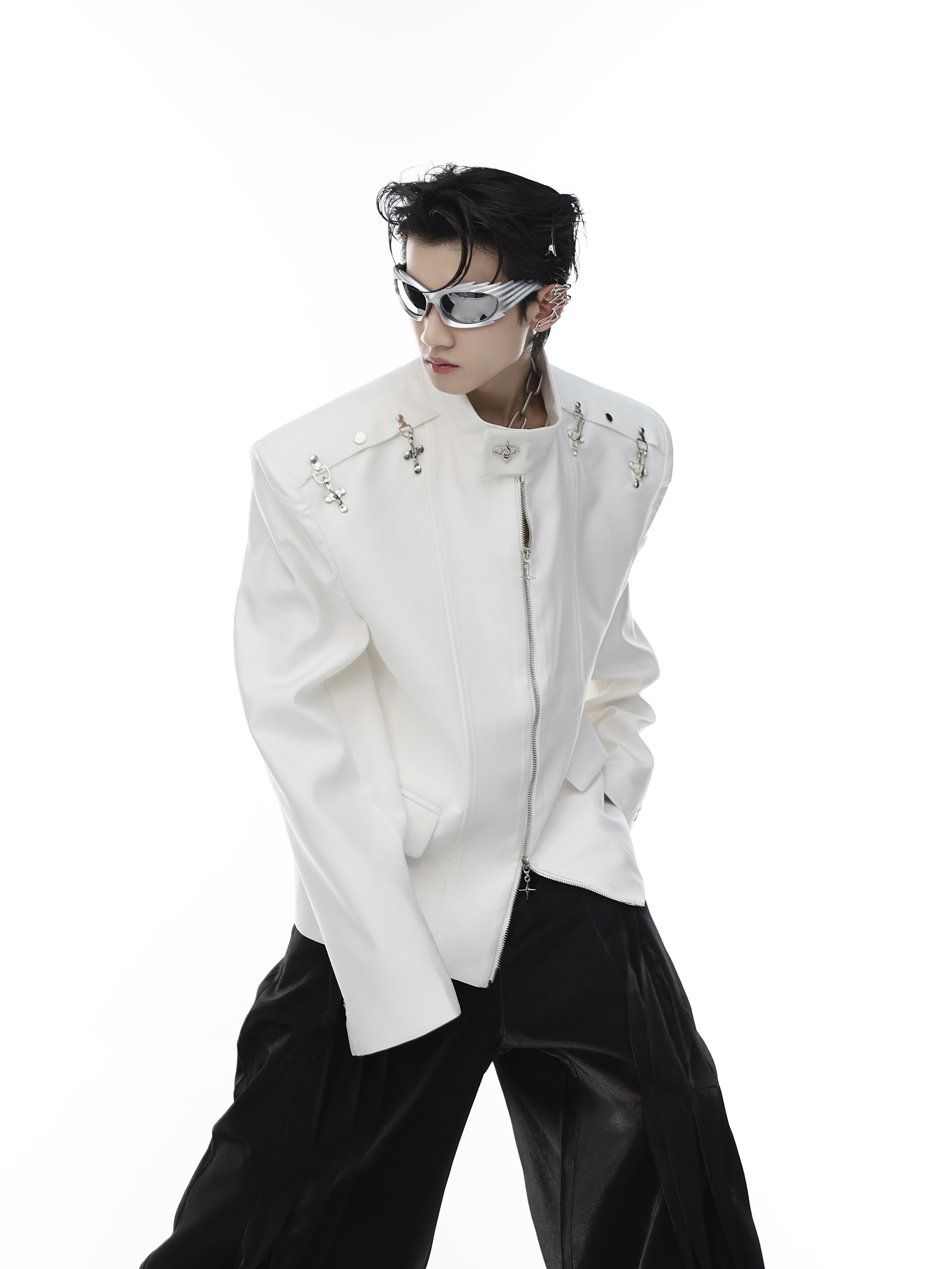 Stand Collar Airplane Buckle Jacket