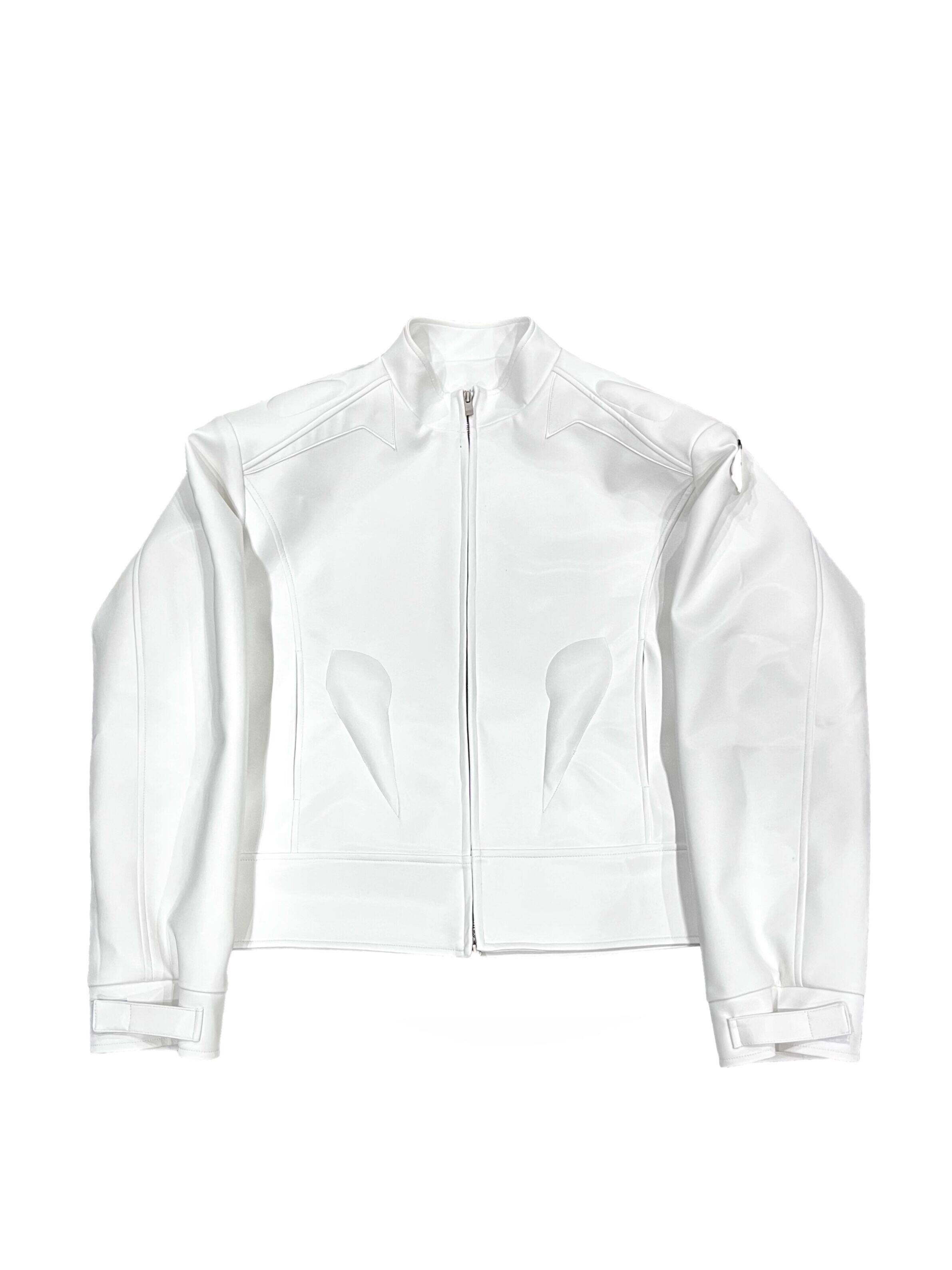 Sculptural Graphic Leather Jacket