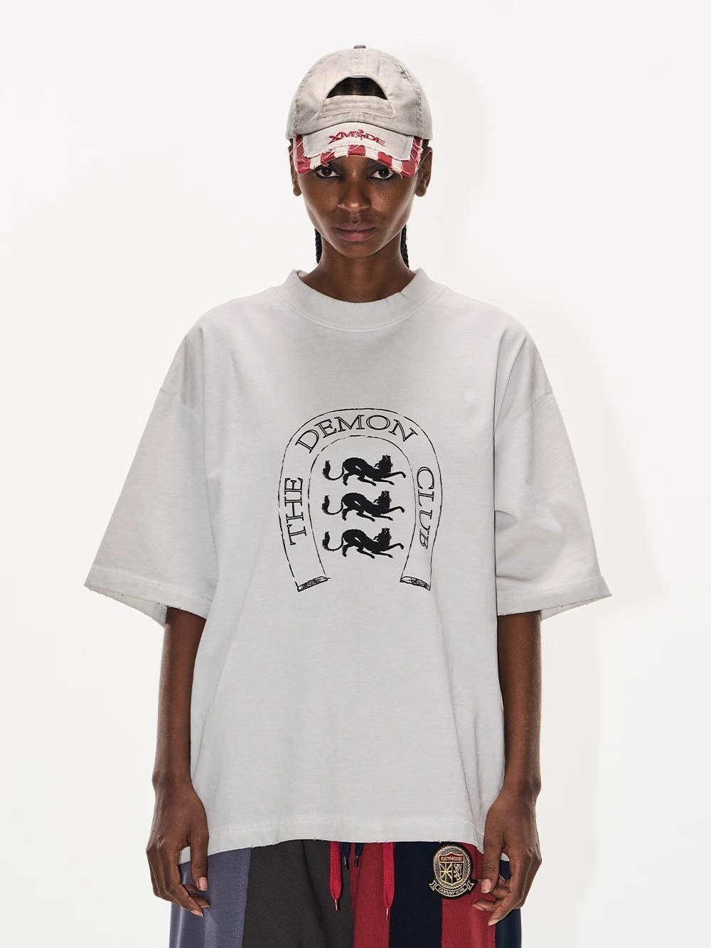 EXITMODE BY BLINDNOPLAN Washed Distressed Animal Print T-Shirt