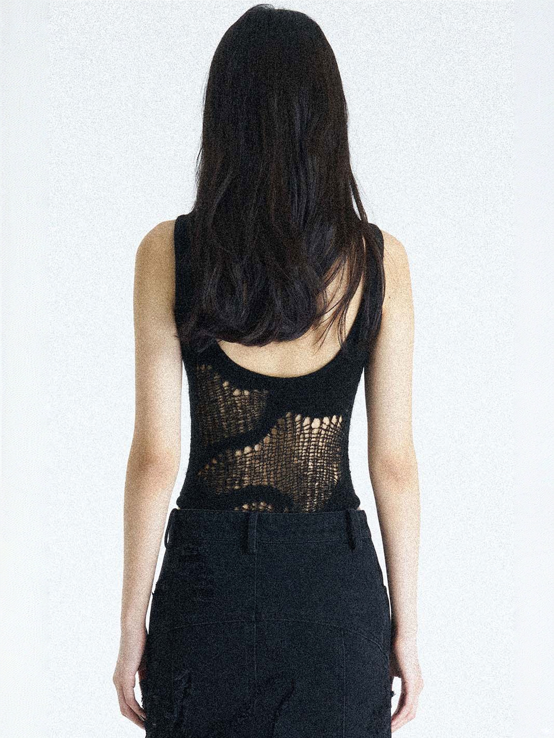 Topographic Circular Knit Sleeveless Bodysuit