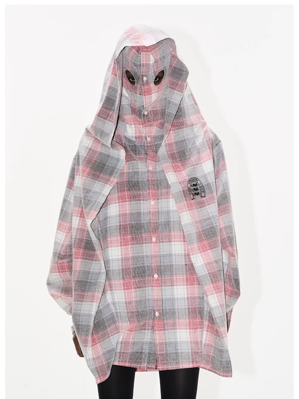 EXITMODE BY BLINDNOPLAN Hooded Mask Plaid Shirt