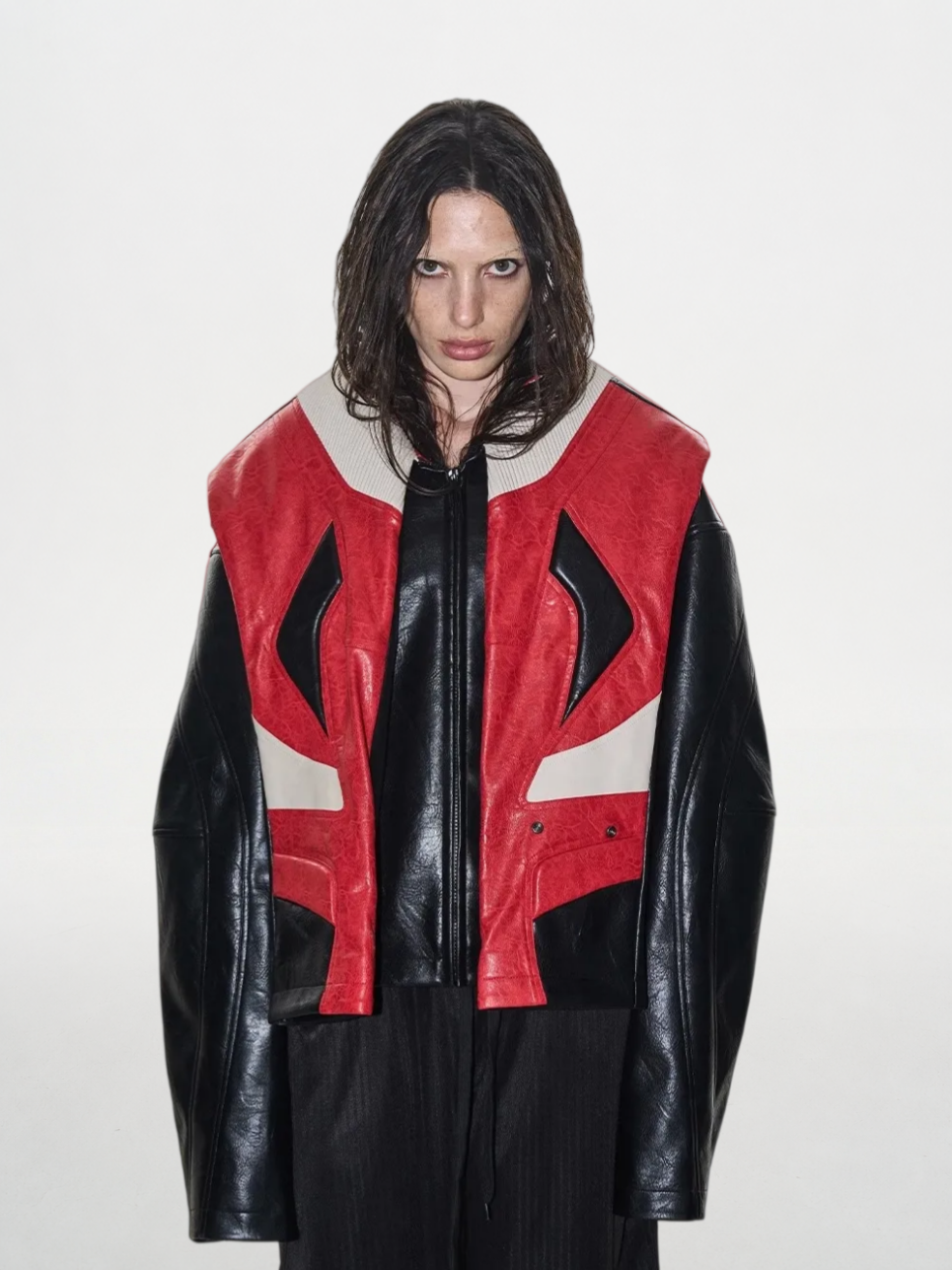 Oversized Lapel Dual-Shape Biker Jacket