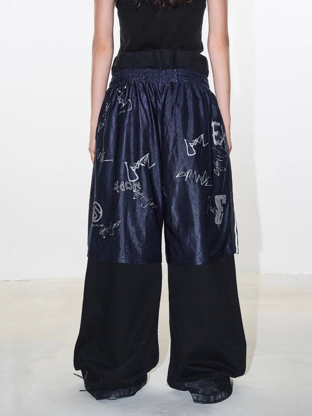 EXITMODE BY BLINDNOPLAN 24AW Graffiti Patchwork Denim Layered Pants