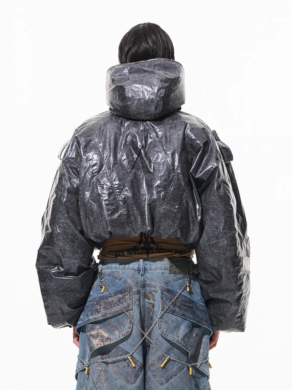 BLINDNOPLAN Hooded Short Multiple Panels Jacket 