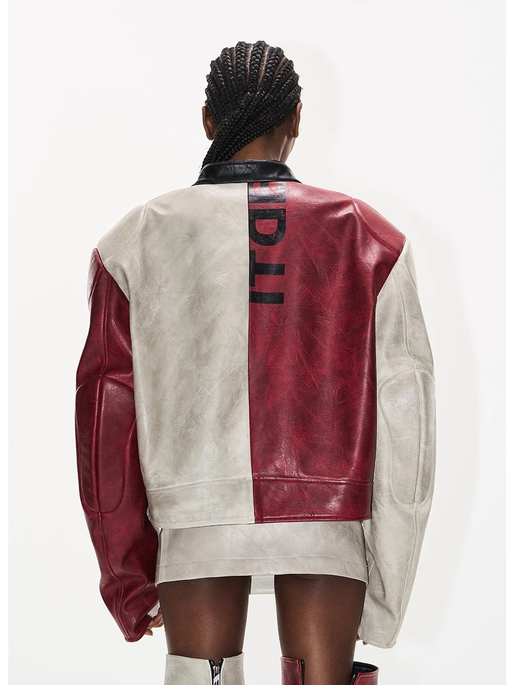 EXITMODE BY BLINDNOPLAN Distressed Leather Sports Jacket