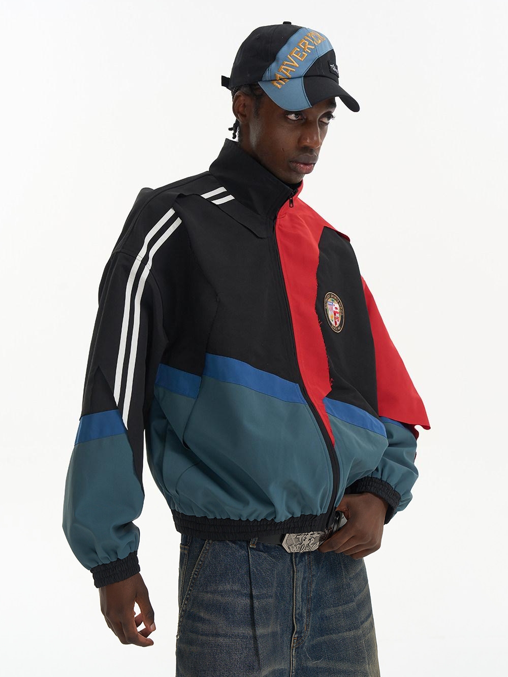Raw-Edge Cut and Paneled Sport Jacket