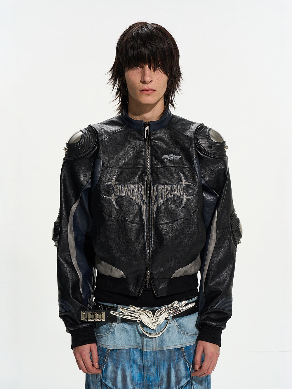 Color-Block Armor Motorcycle Jacket