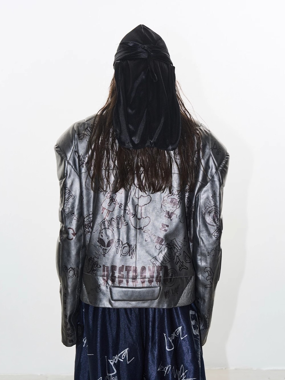 EXITMODE BY BLINDNOPLAN 24AW Graffiti Biker Leather Jacket