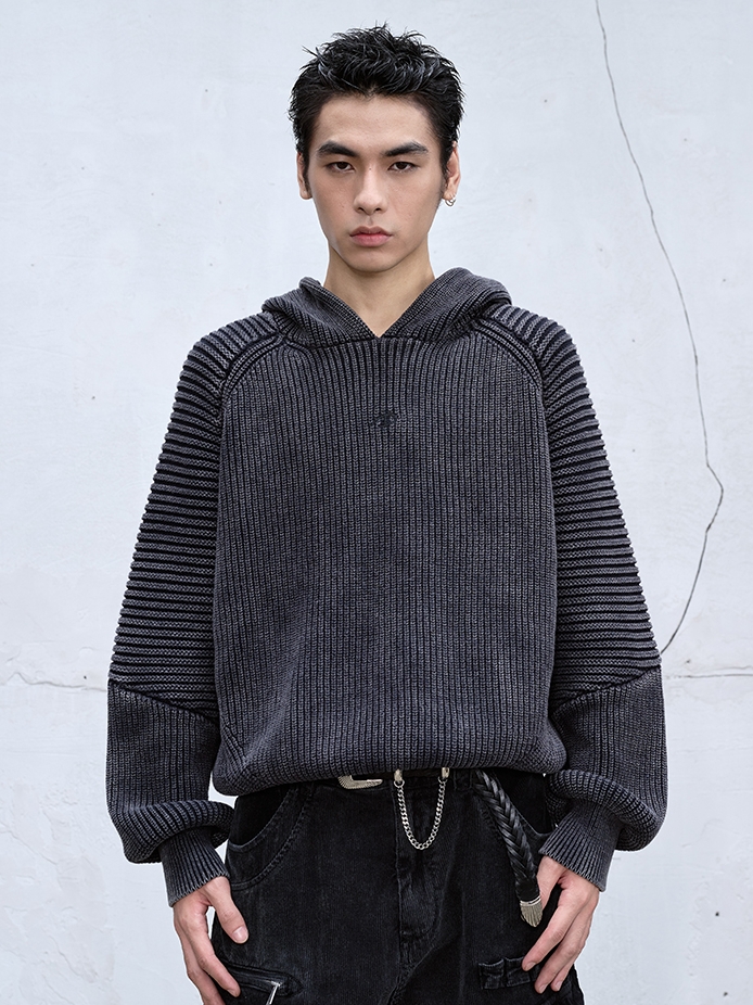 Sorcerer Hood Heavy-Duty Washed Knit Sweater