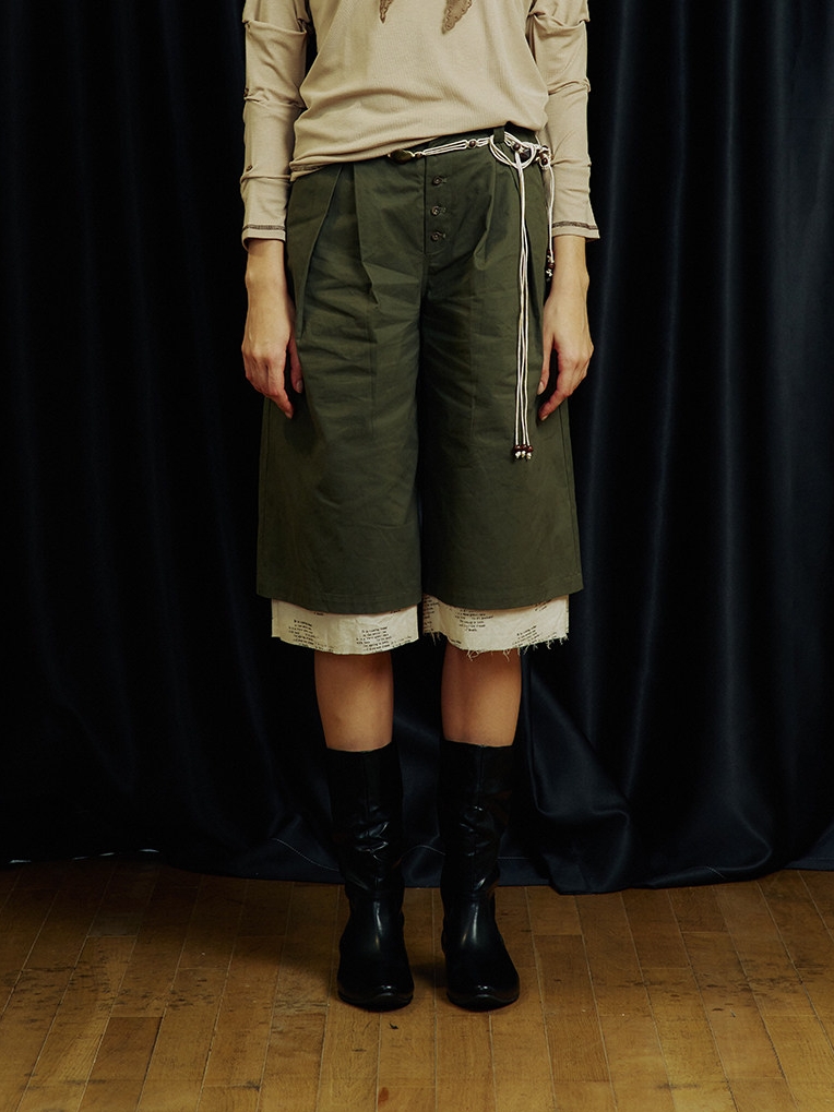 <Foolish Poetry> Double-layer Capri Pants