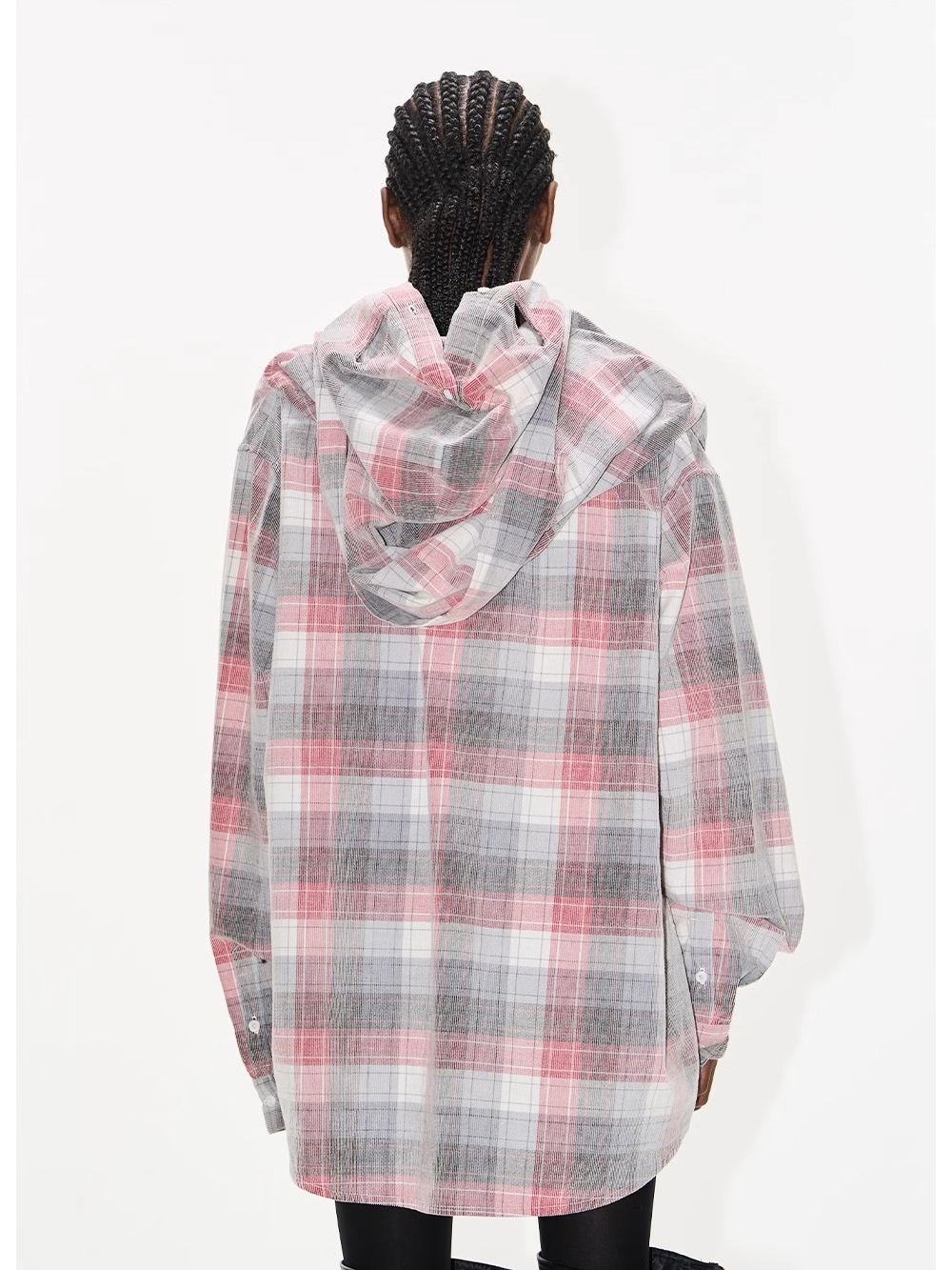 EXITMODE BY BLINDNOPLAN Hooded Mask Plaid Shirt