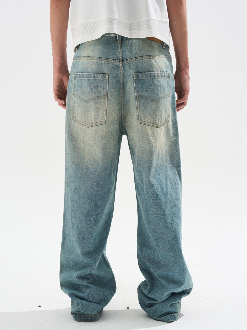 EXITMODE BY BLINDNOPLAN Handcrafted Whisker Washed Blue Jeans