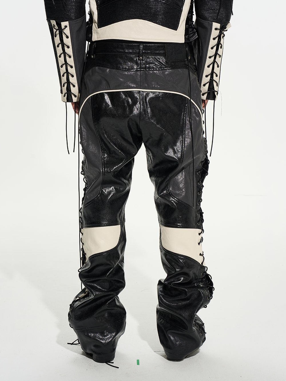 Color-Block Motorcycle Strap Pants