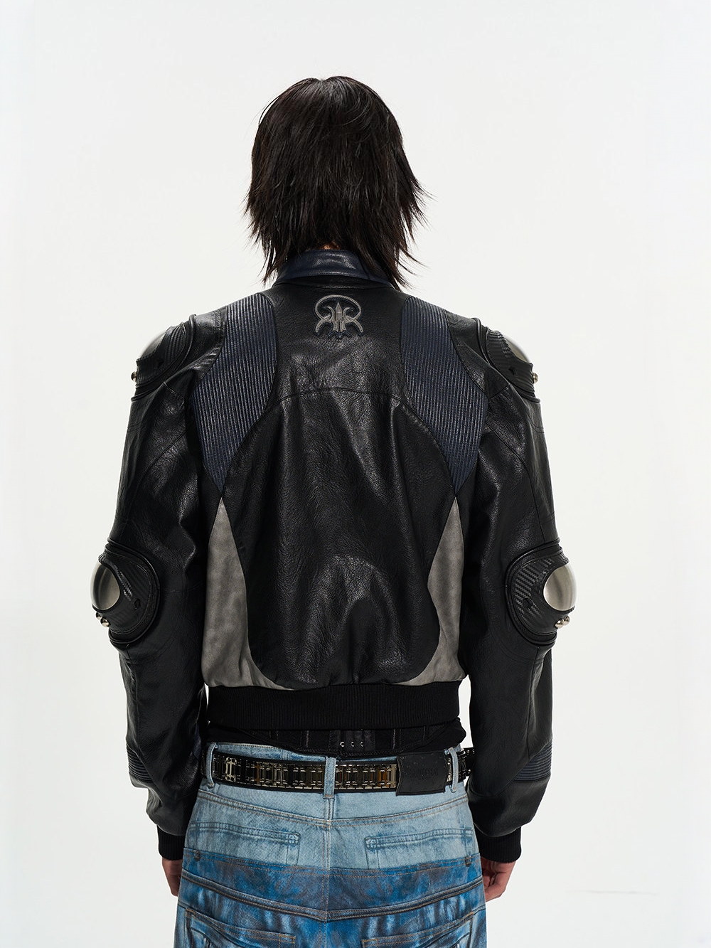 Color-Block Armor Motorcycle Jacket