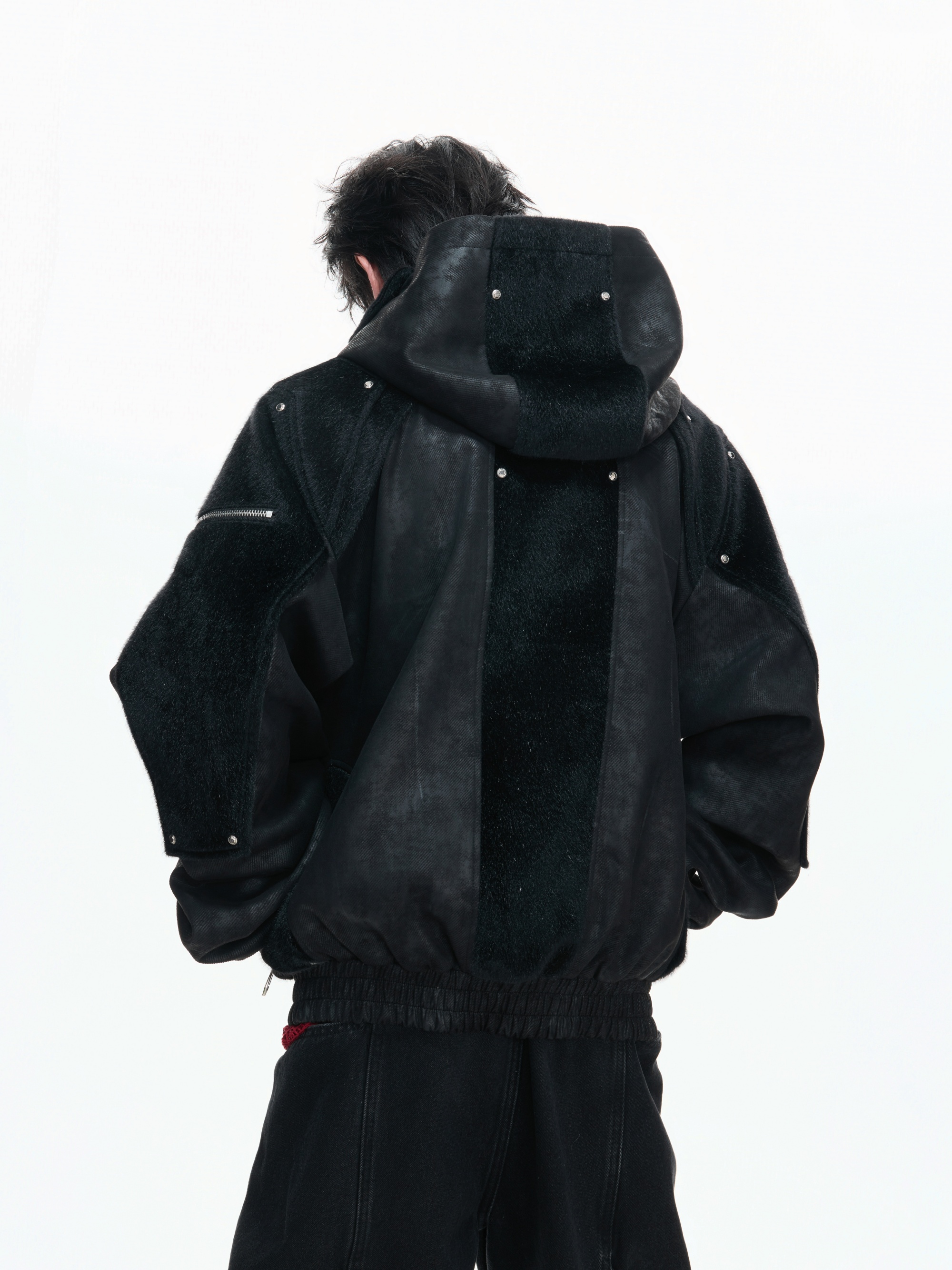 Deconstructed Armor Paneled Leather Jacket