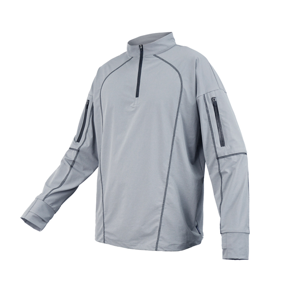 Two-Tone Topstitched Long Sleeve T-Shirt