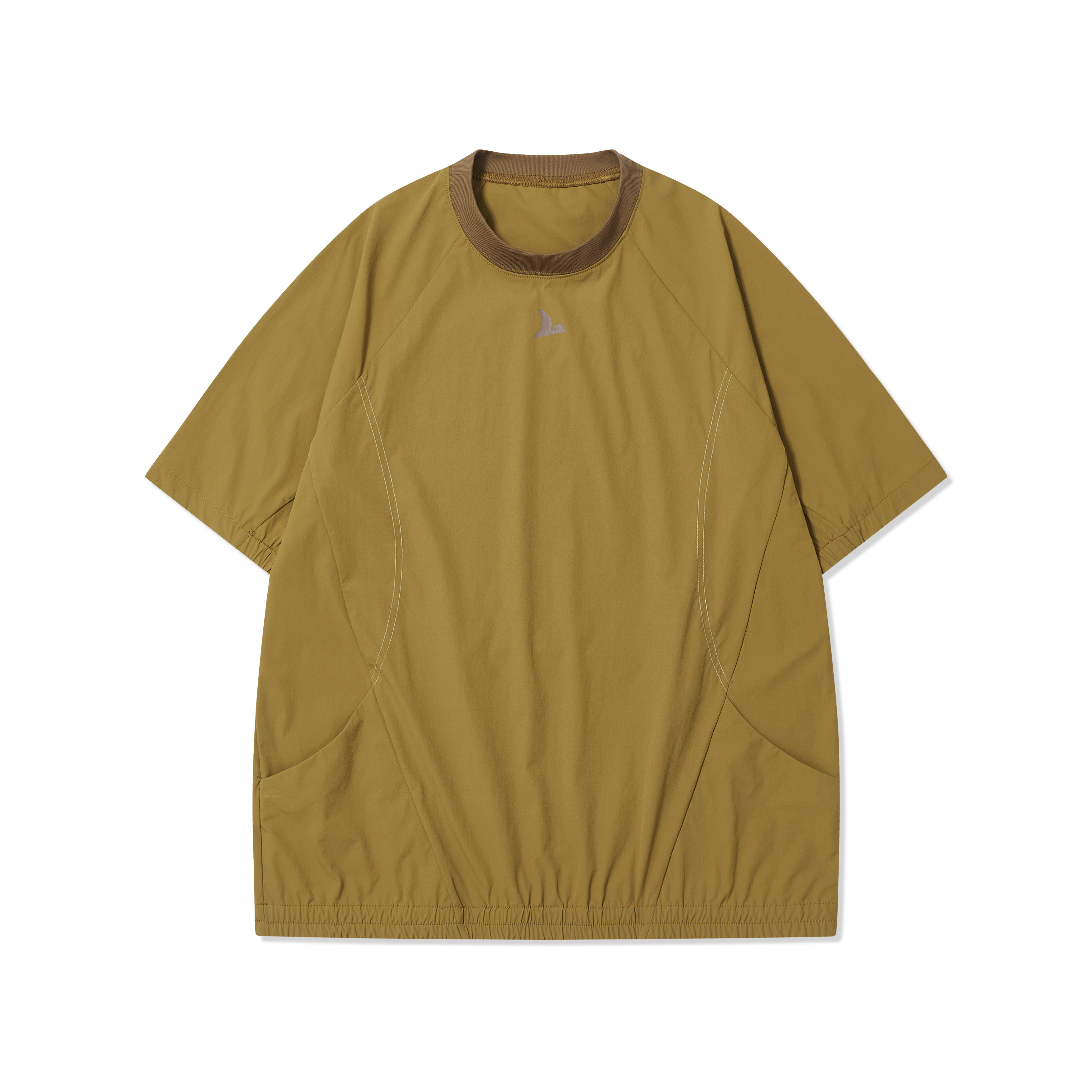 Topstitched Functional Short Sleeve