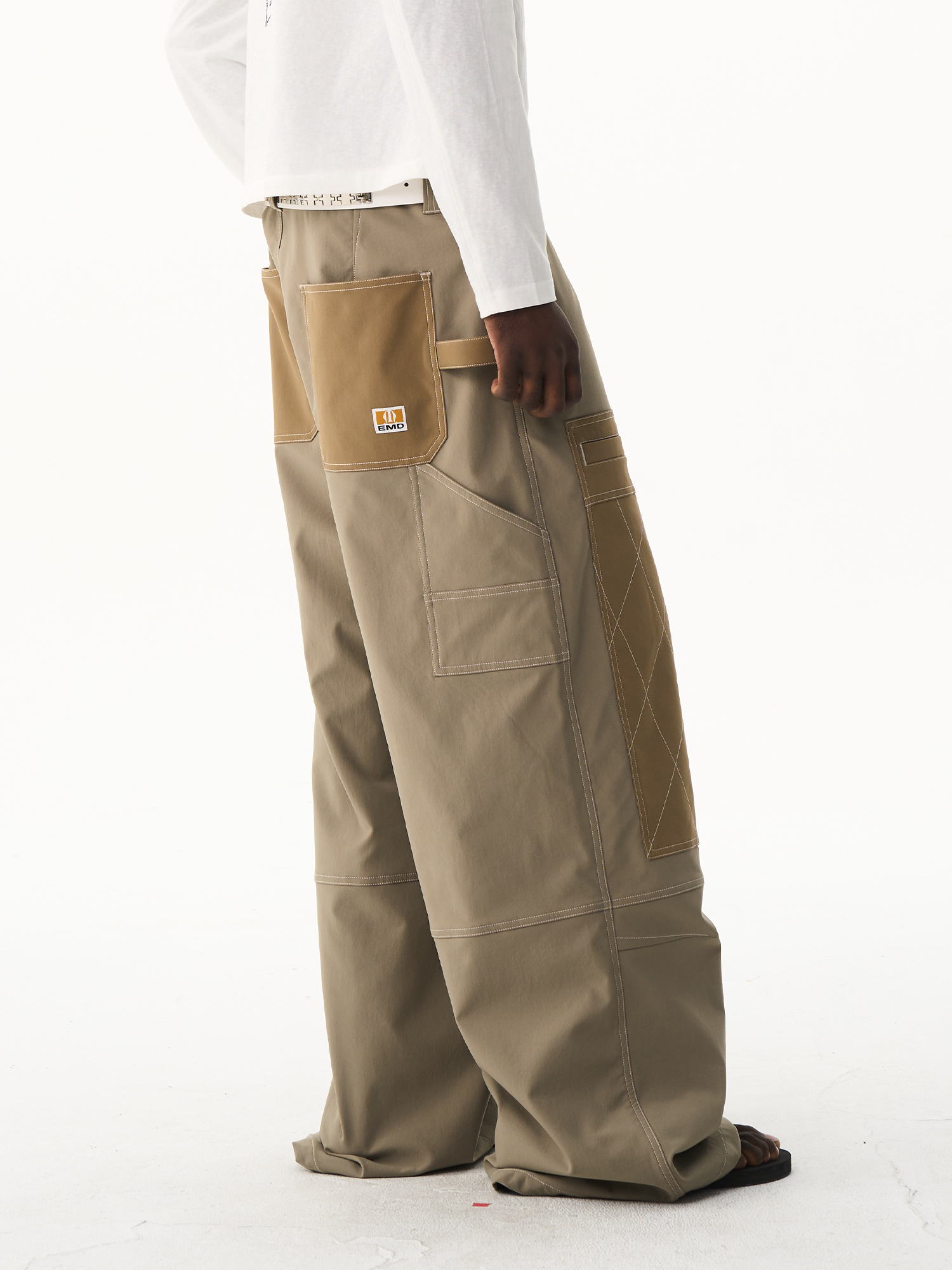 Color-Block Quilted Lumber Pants