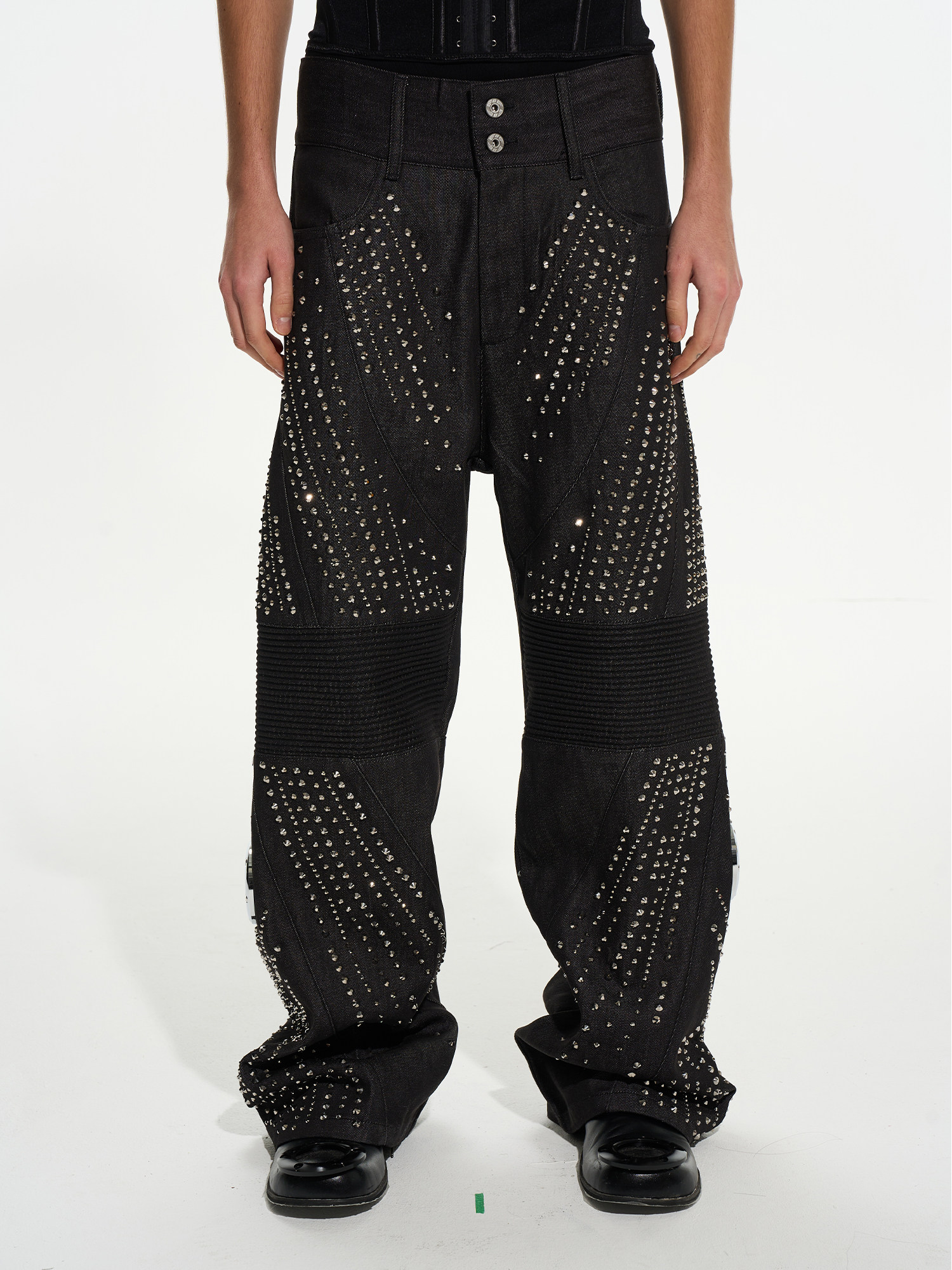 Heavyweight Rhinestone Raw Denim Pants