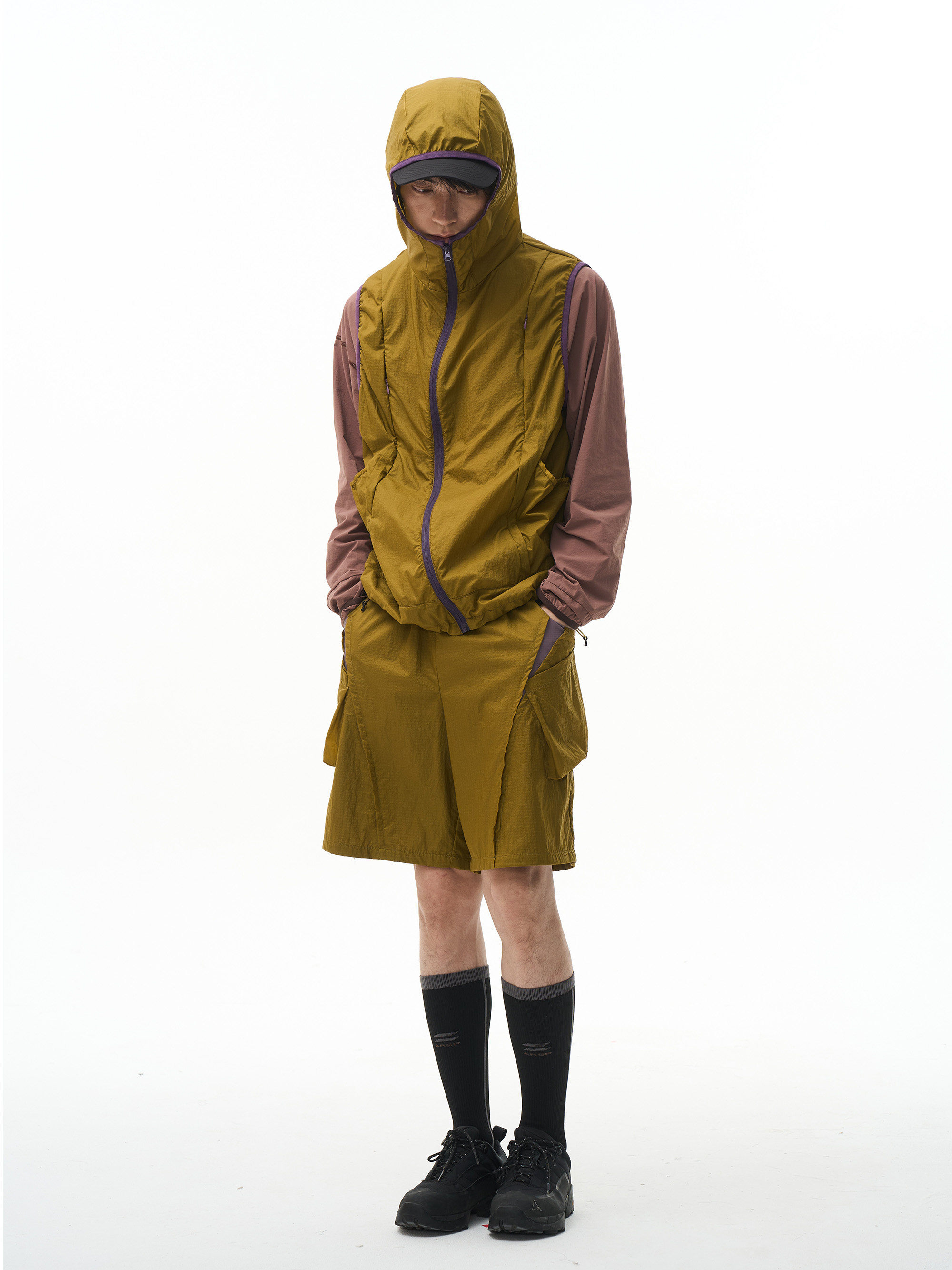 Ripstop Asymmetric Placket Sun-Protective Hooded Vest
